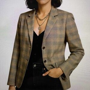 Chelsea28 Classic Glen Check Plaid single breasted Blazer like new Medium